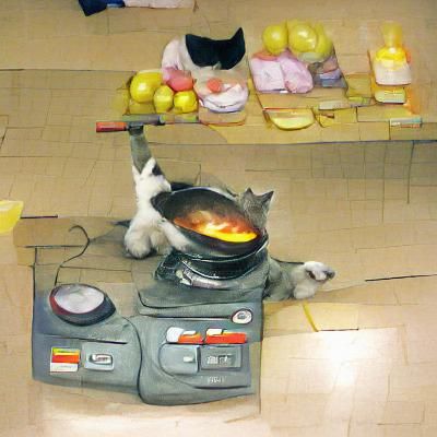 Cat Chef Cooking a Meal