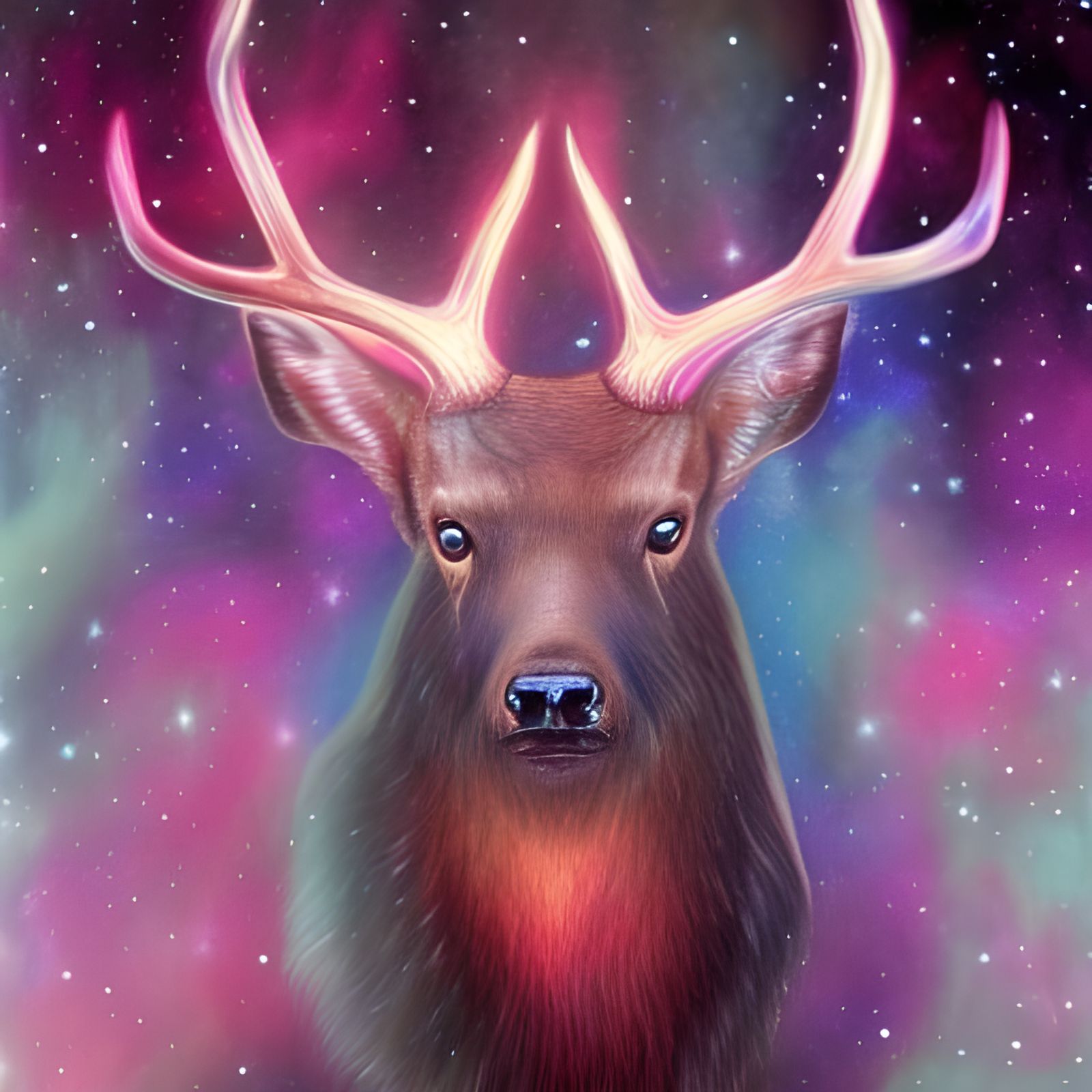 Galactic Elk: Mystical Spirit Animal in Starry Galaxy