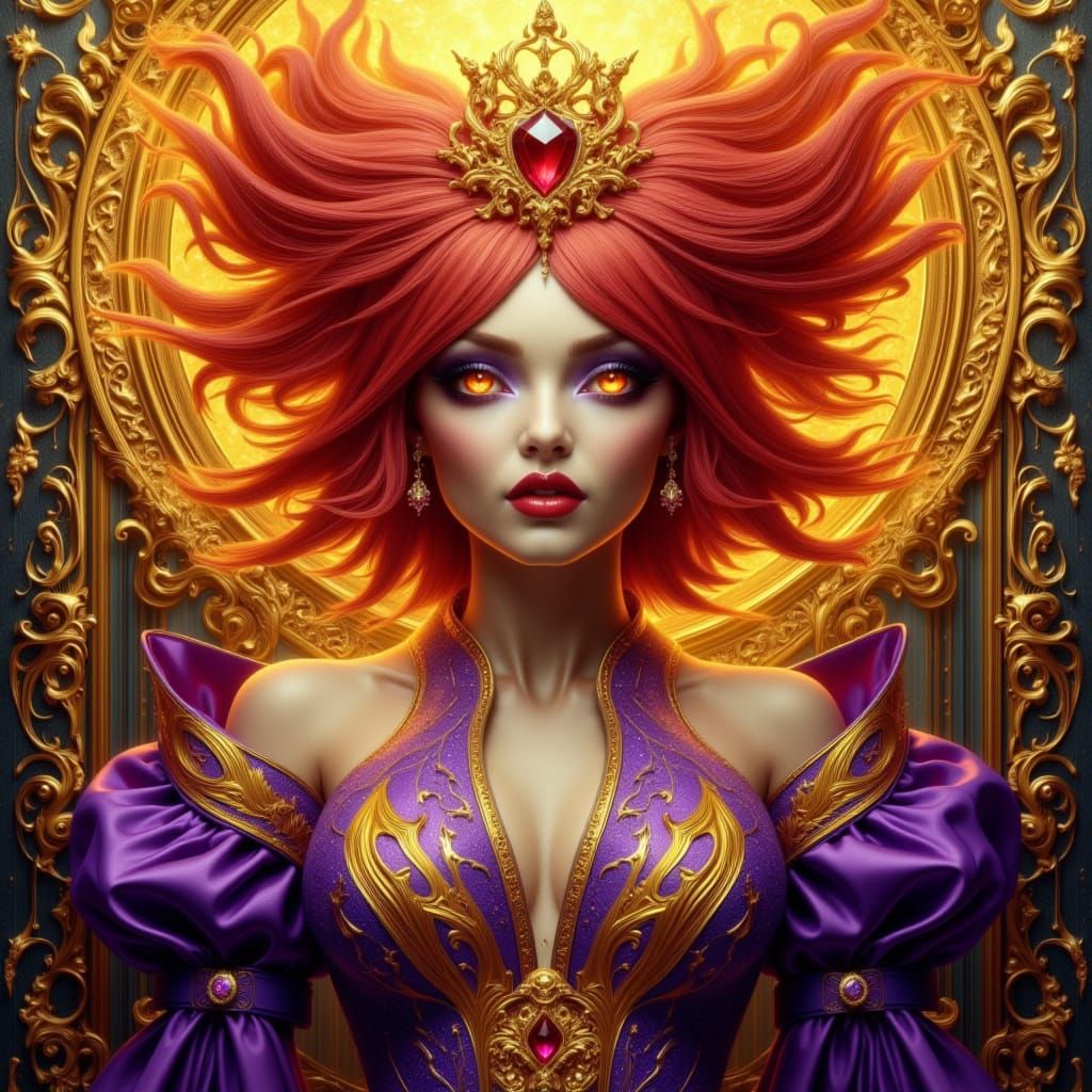 Majestic Alien Monarch in Resplendent Purple and Yellow Atti...