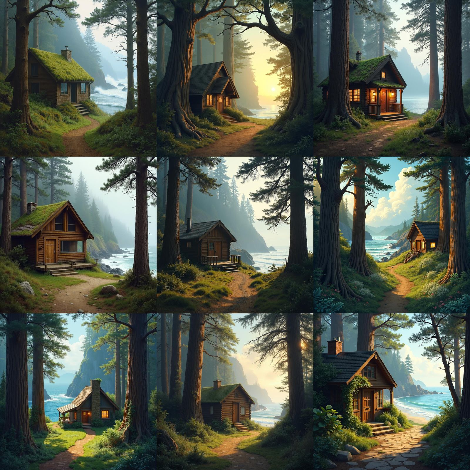 Cabin in Redwood Forest Overlooking the Ocean