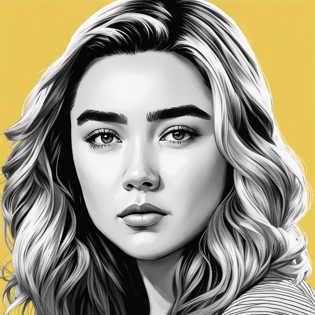 Florence Pugh: Manga-Inspired Black and White Sketch