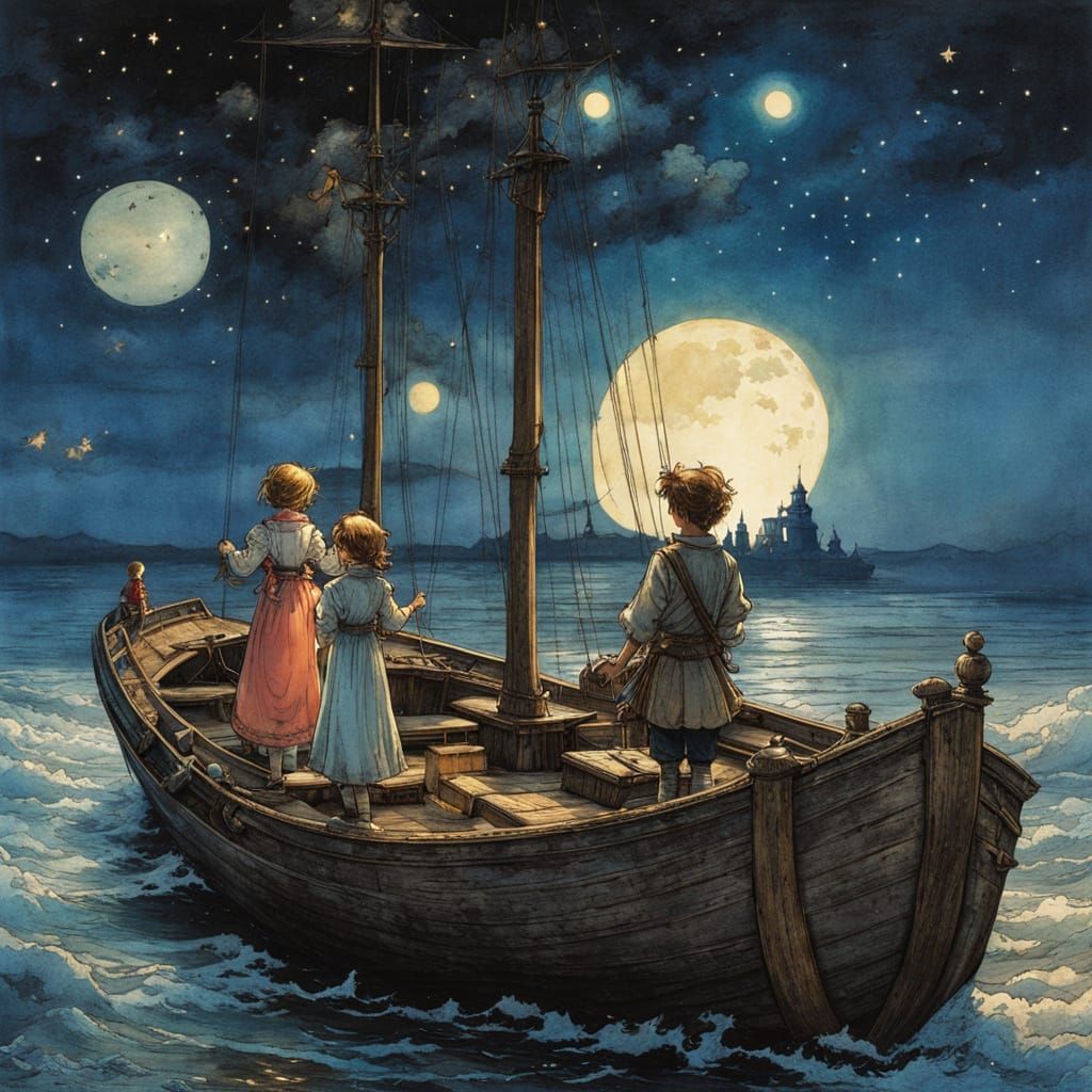 Whimsical Voyage in Celestial Waters