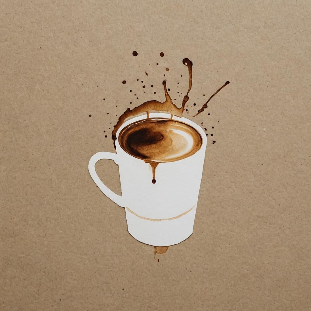 Minimalist Coffee Stain Art on Paper