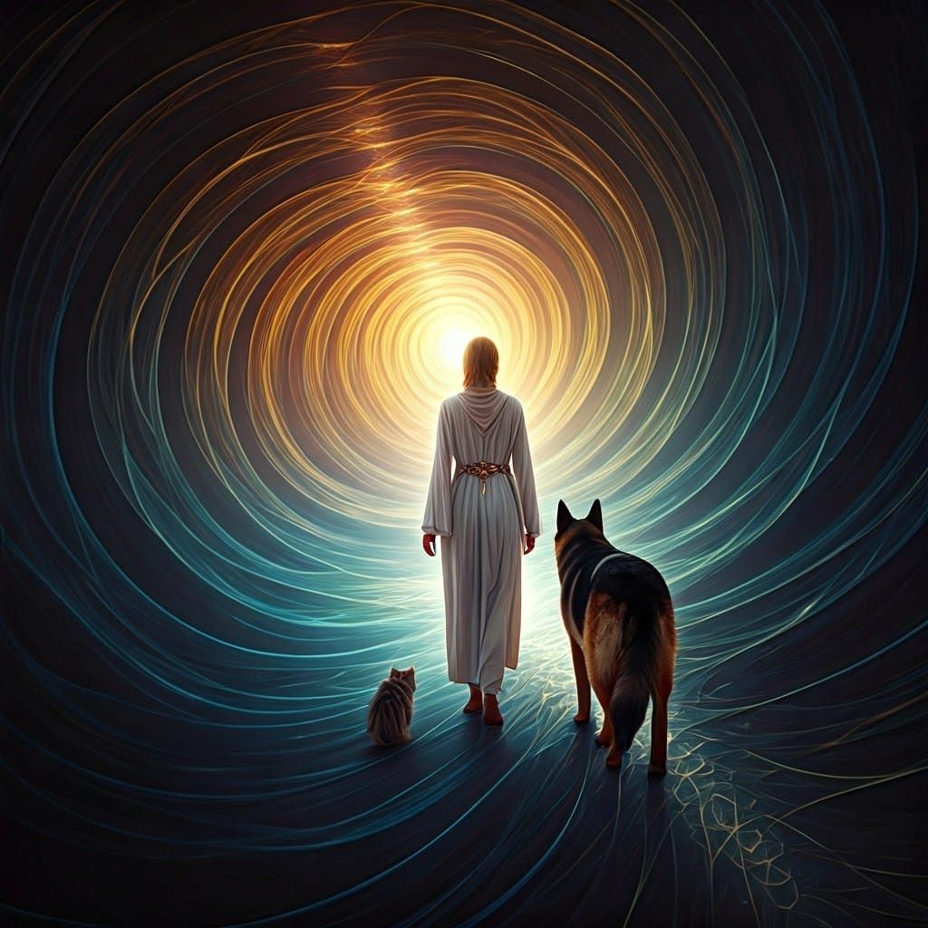 Ethereal Journey with Kitten and Shepherd