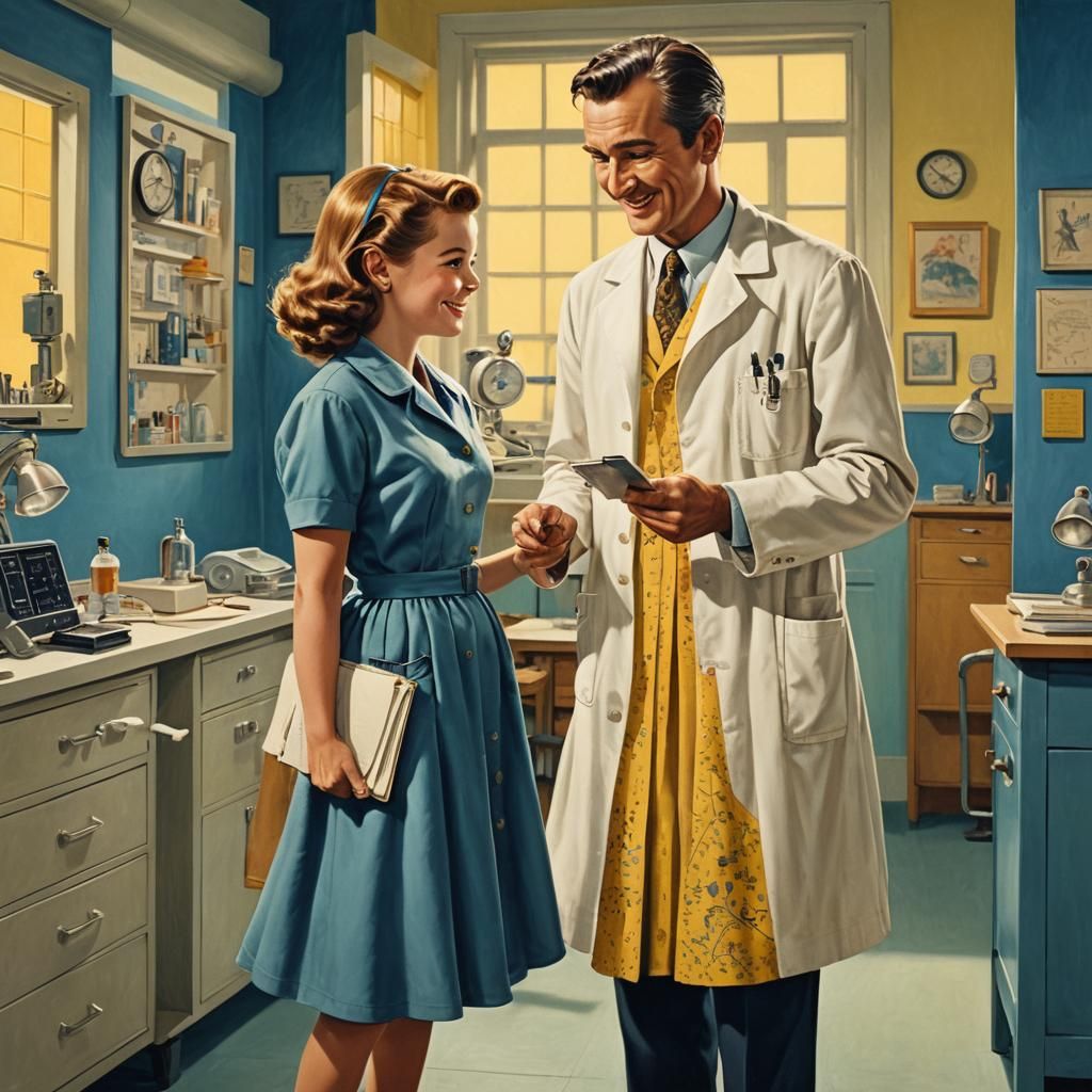 1950s Doctor's Visit: Girl Getting Height Measured