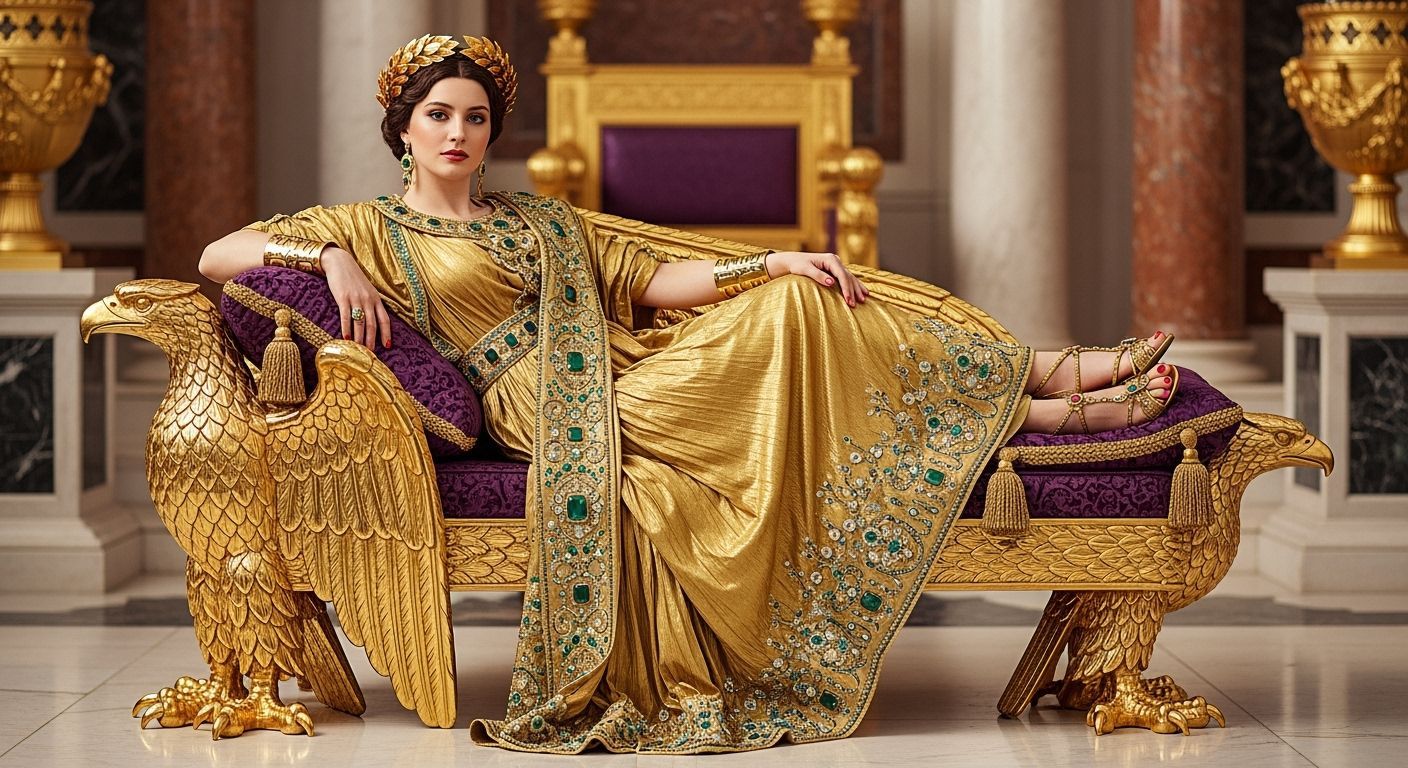 Roman Empress on Jeweled Chaise Longue, Bernini Style