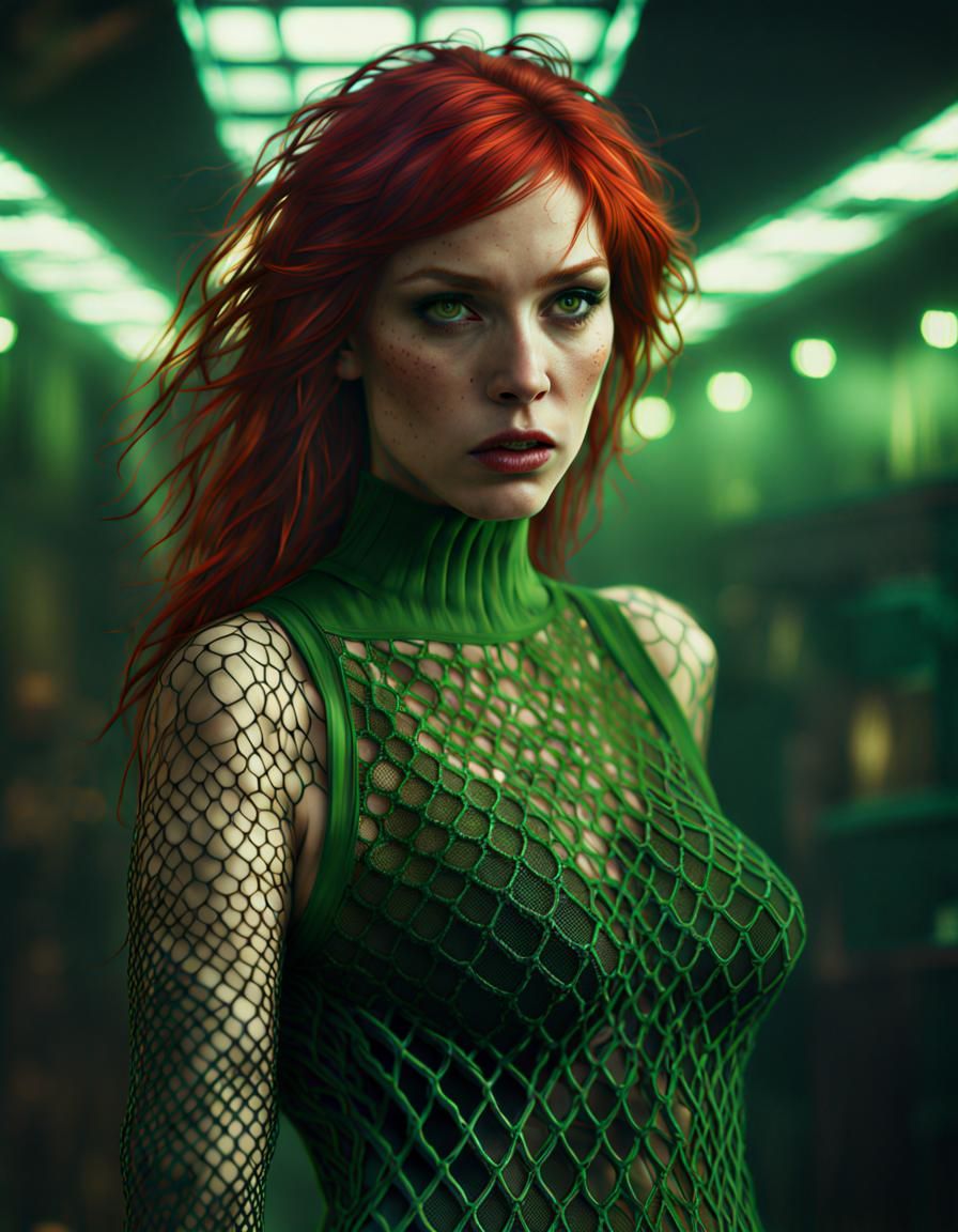 Red-Haired Woman: Epic Digital Portrait