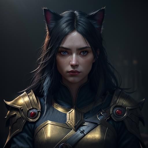 Dark Fantasy Portrait of Woman with Cat