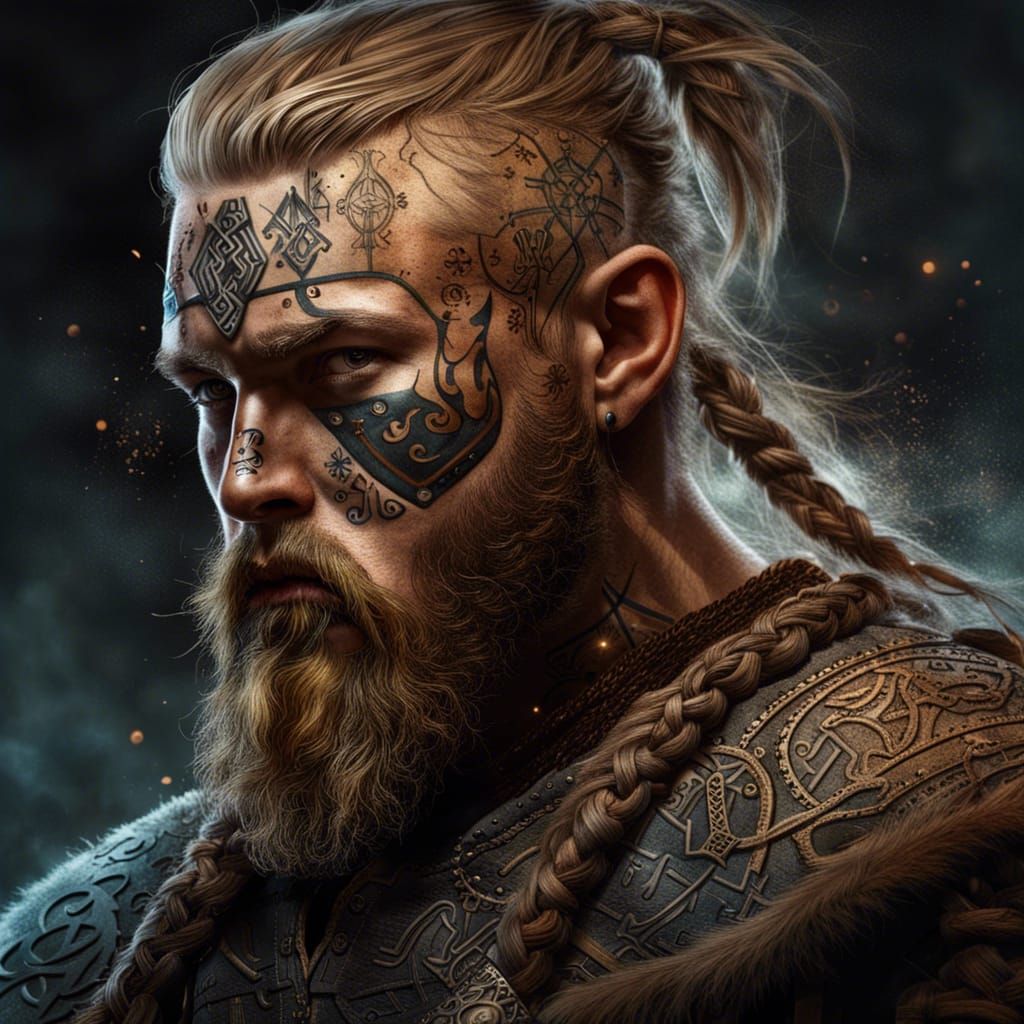Viking Warrior Portrait: Hyperrealistic Concept Art