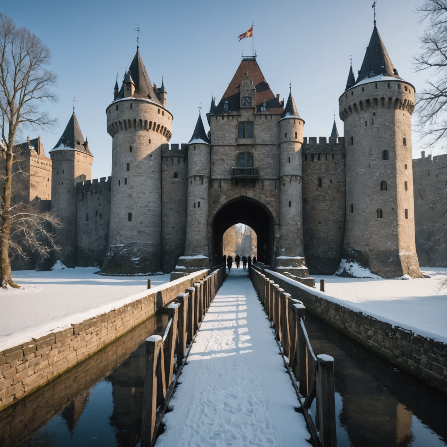 Knights Stand Vigilant Guard at Castle Entrance