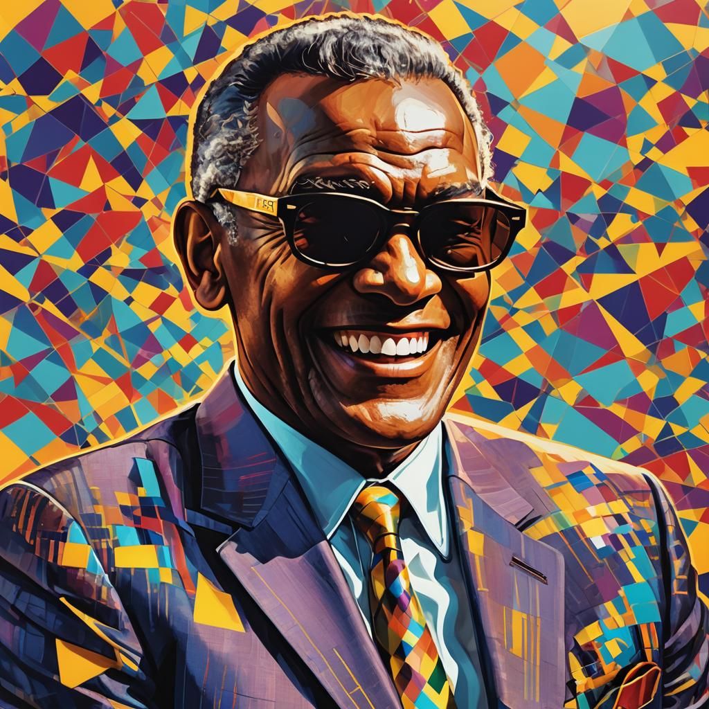 Ray Charles Pop Art Portrait in Bright Colors
