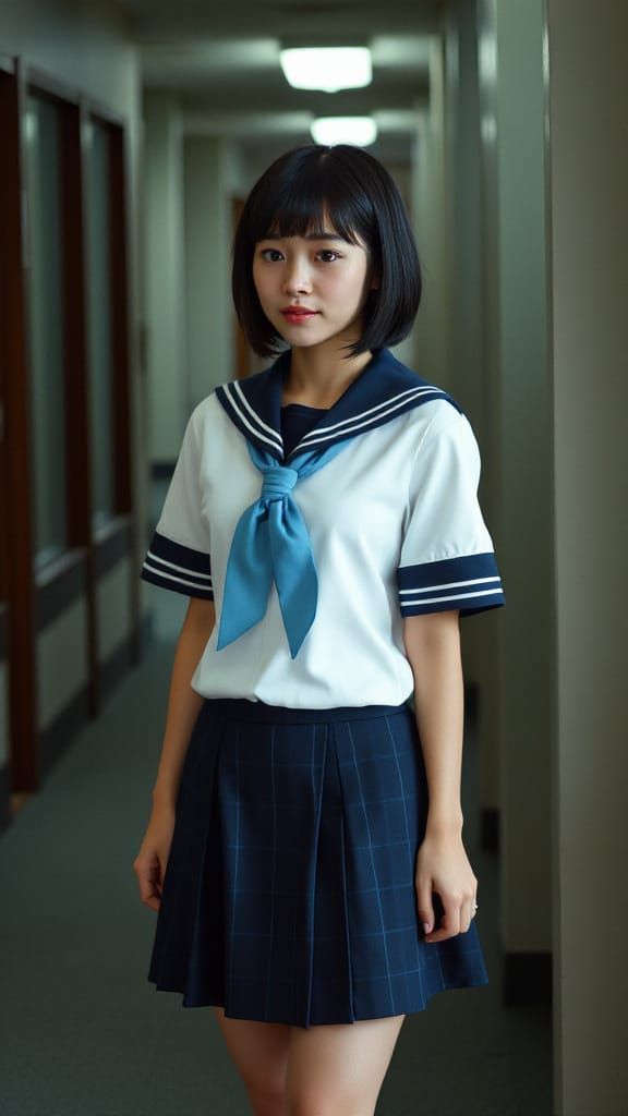 Realistic Portrait of Shirai Hinako in School Uniform