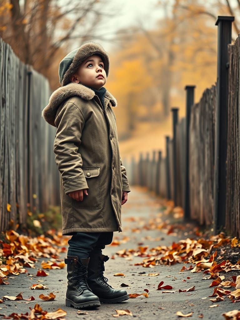 Father and Son Share a Secret Moment in a Golden-Hued Winter...
