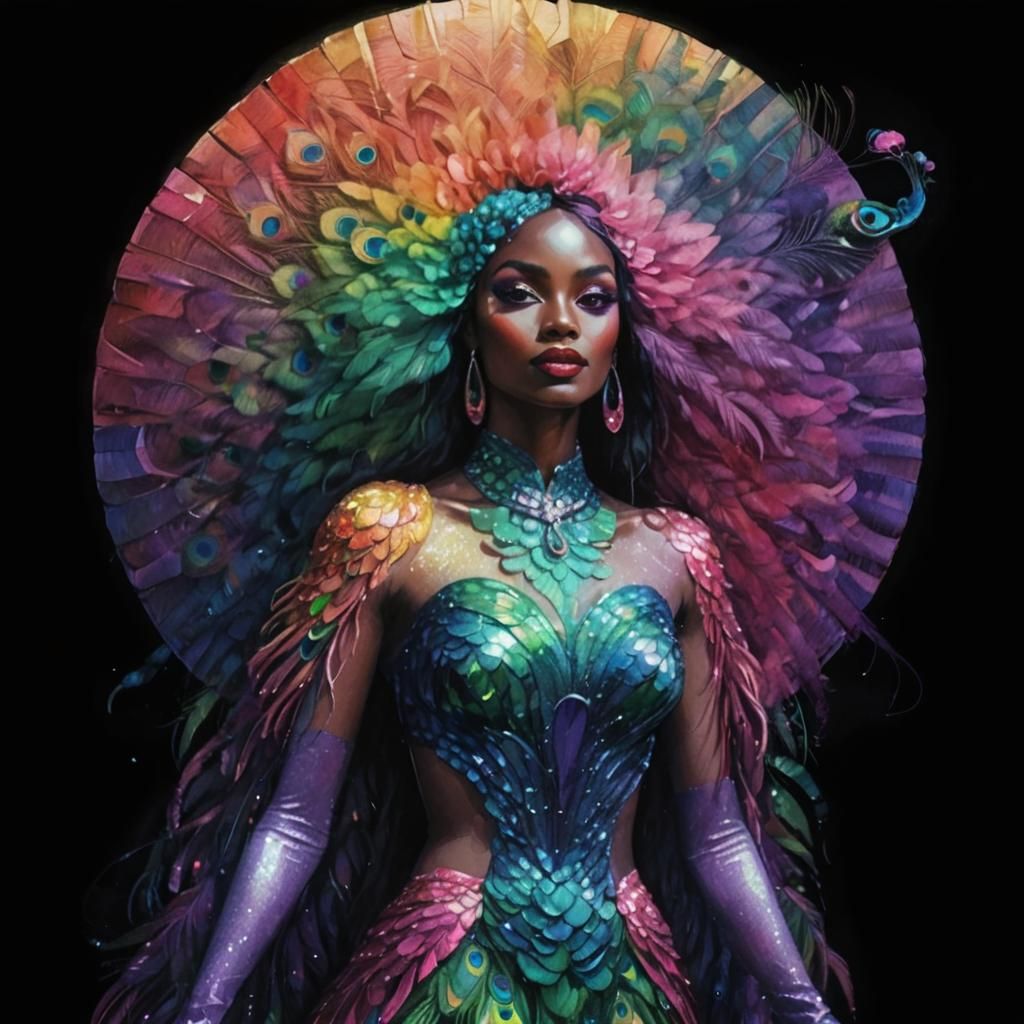 Rainbow Woman Portrait in Visionary Art Style