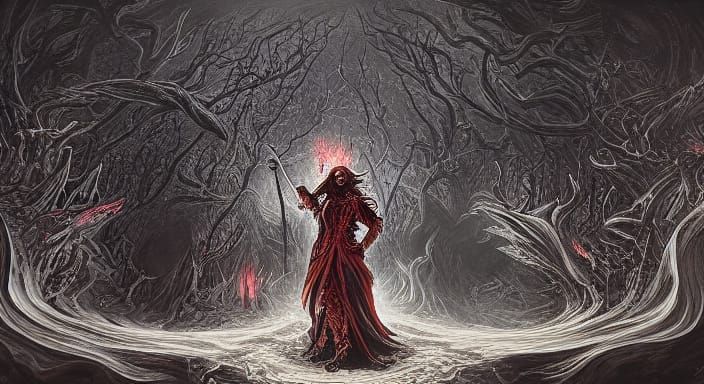 Ethereal Goddess of Hell in Fiery Realm