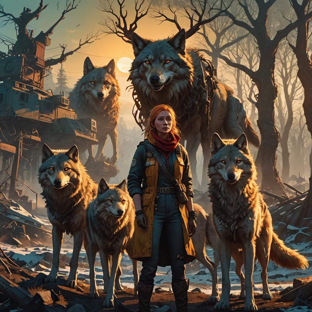 Wolves in Apocalyptic Landscape: Fantasy Concept Art