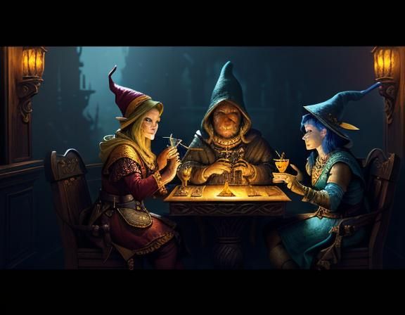 Gnomish Magic: A Tavern Scene in Vibrant Color