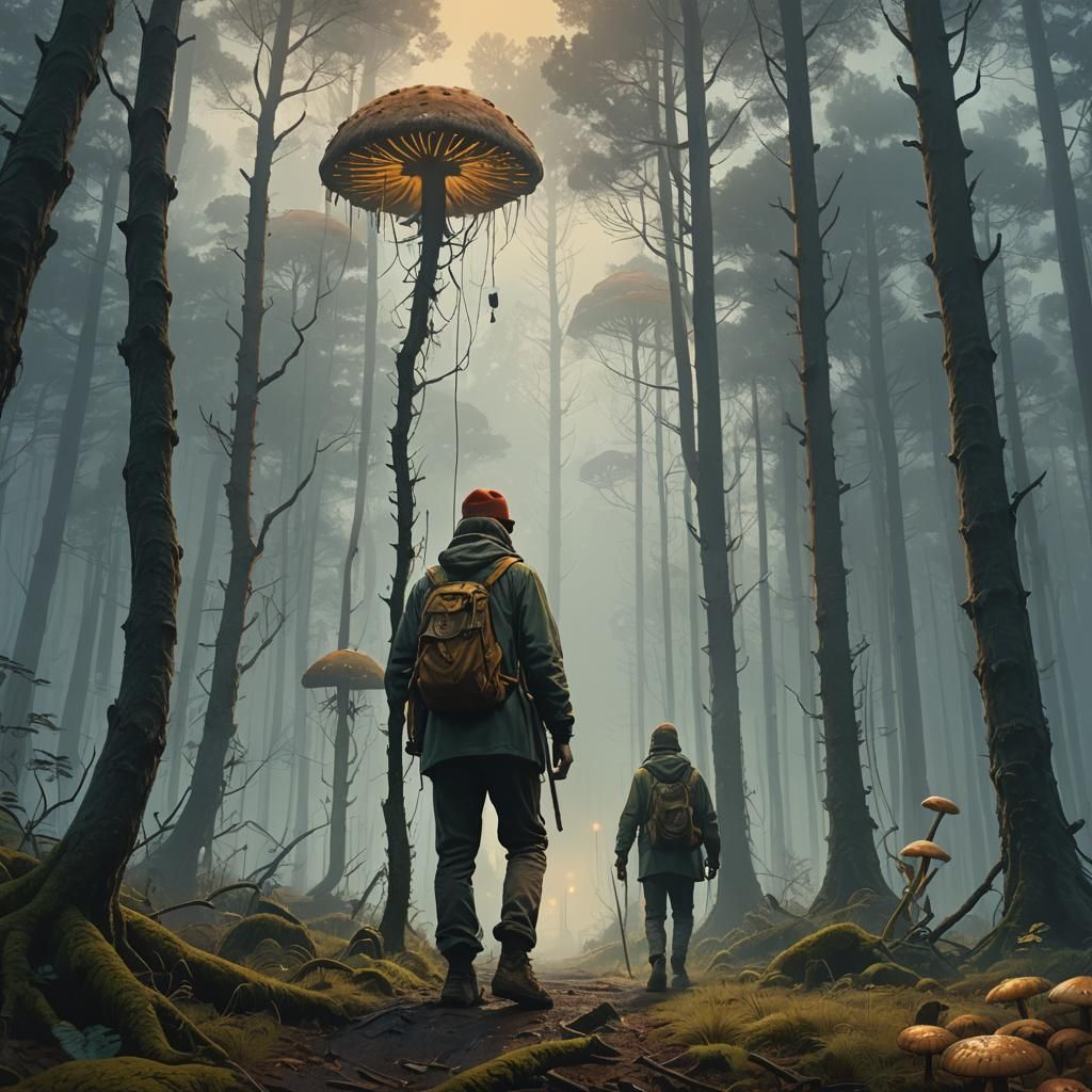 Blind Woodsman in Mystical Forest, Matte Painting