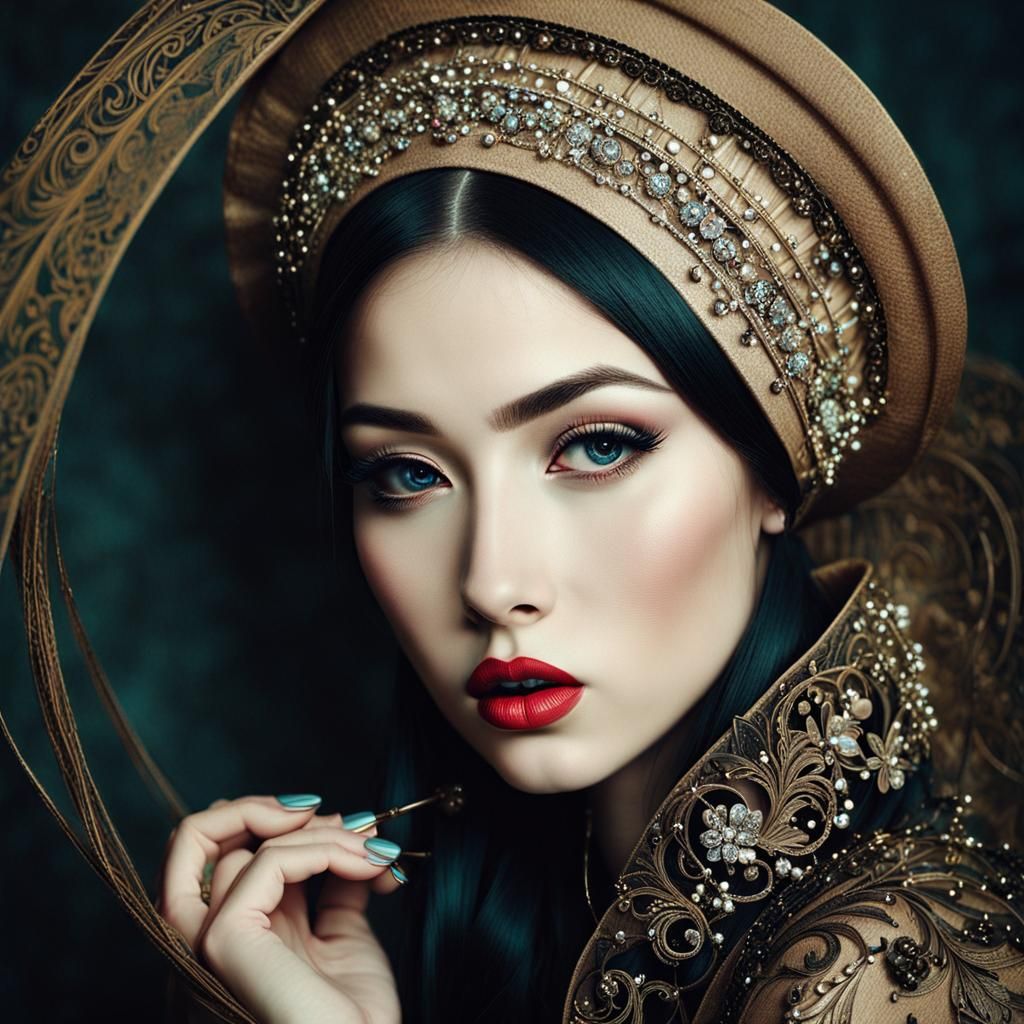 Dreamy Storybook Portrait with Bold Lines