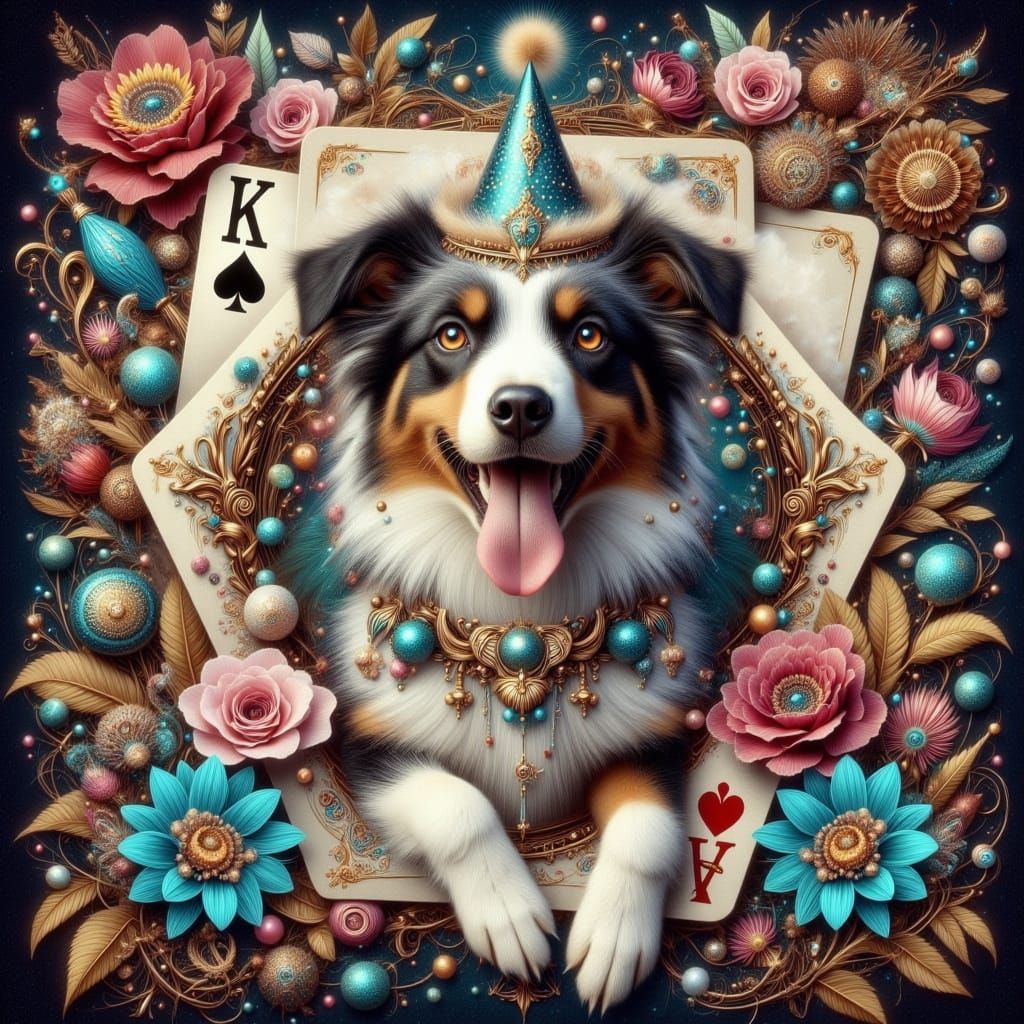 Whimsical Border Collie Puppy Emerges from a Giant Playing C...