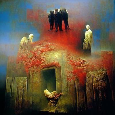 Disturbing Surrealist Horror Landscape in Dark Style