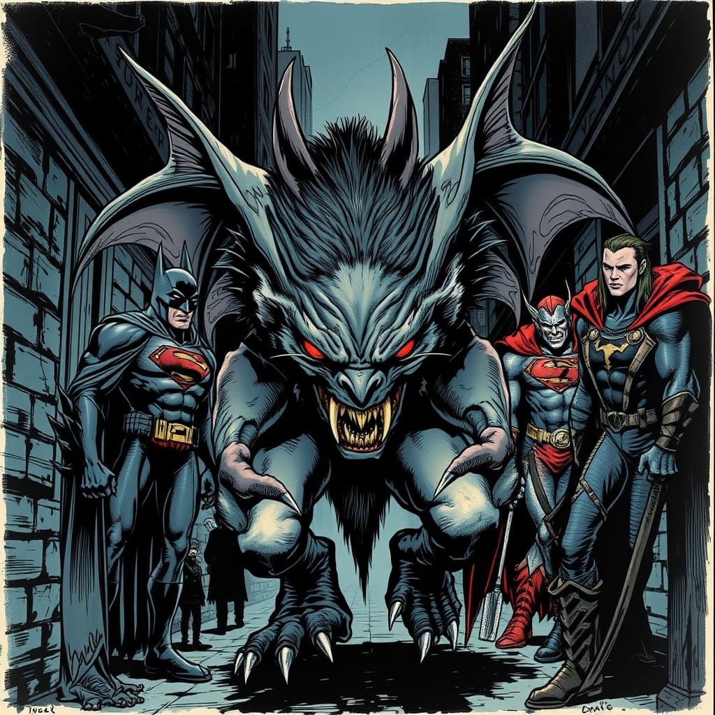 Batman + Hyena + Superman + Joker + Thor + hybrid