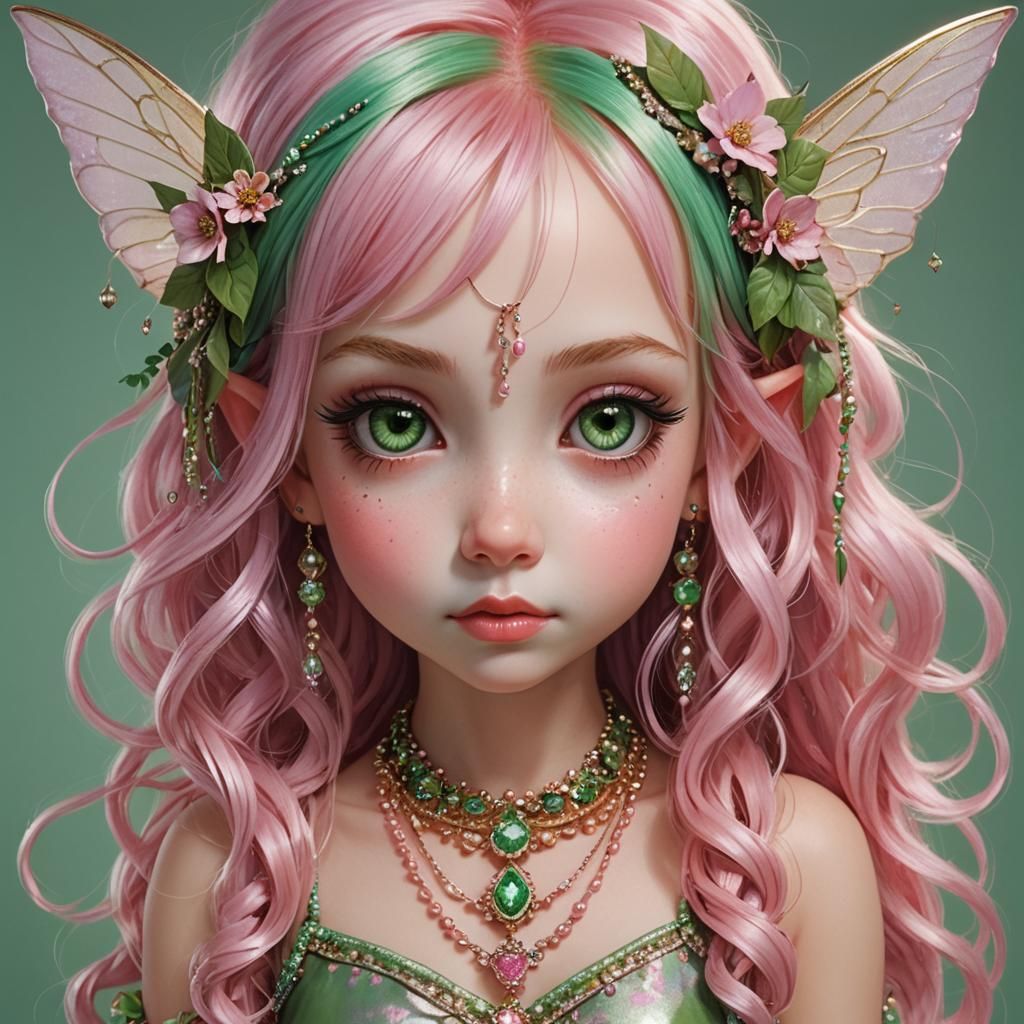Toddler Fairy with Pink Hair, 3D Digital Art