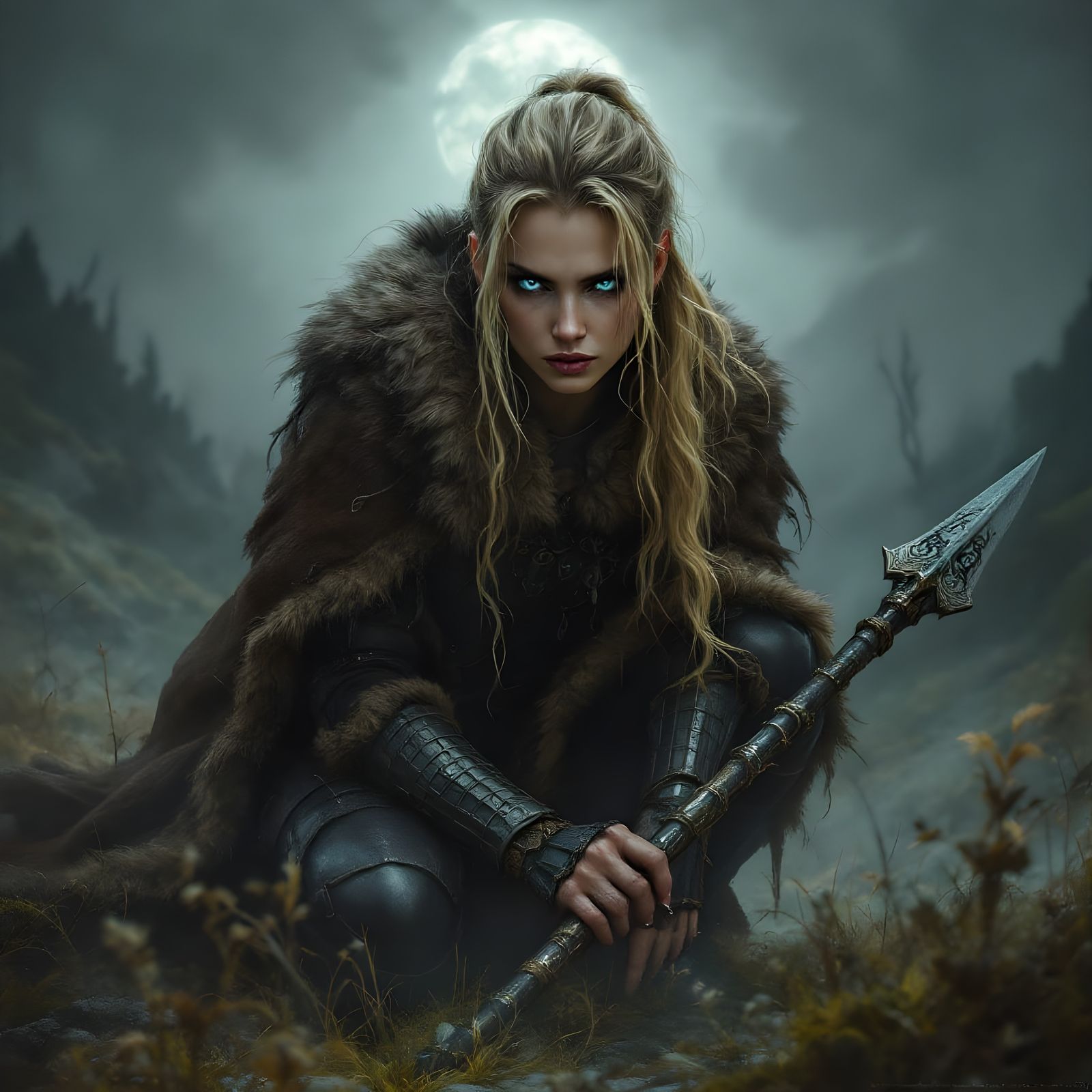 Misty Norse Goddess on the Foggy Moorland