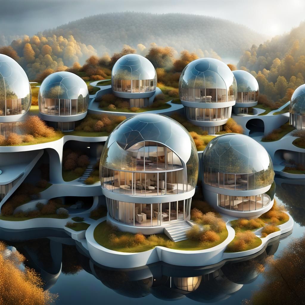 Translucent Phantom Houses: A Surreal Geometric City