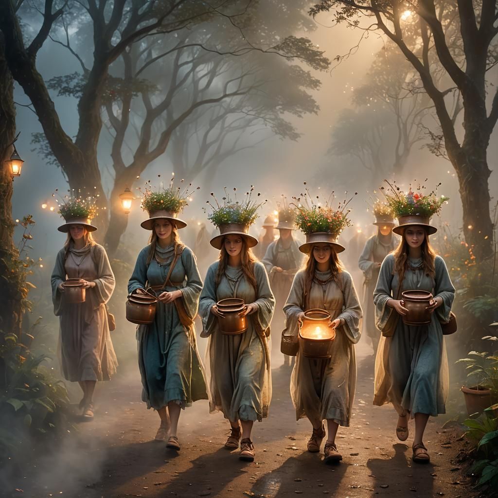 Ethereal Fantasy Figures in Magical Forest