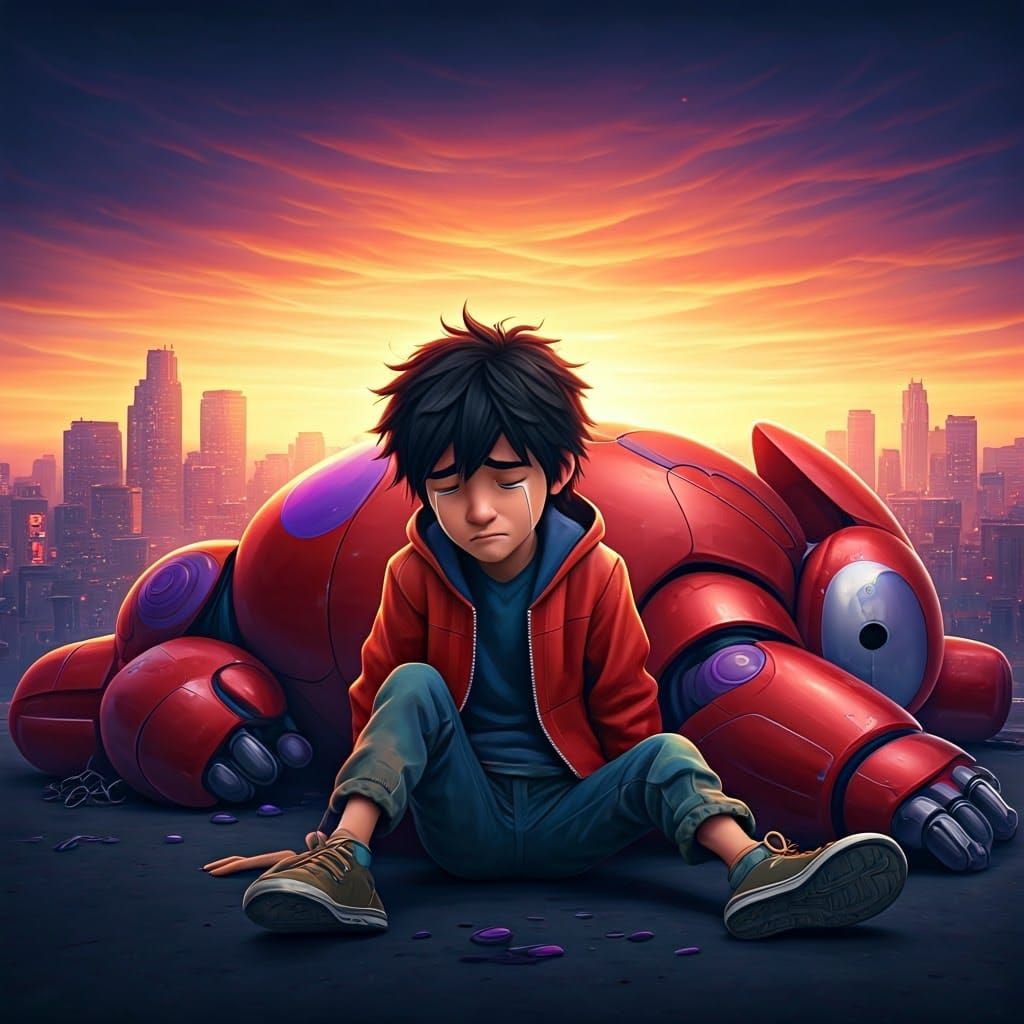 Hiro Hamada's Grief: A Digital Painting of Loss