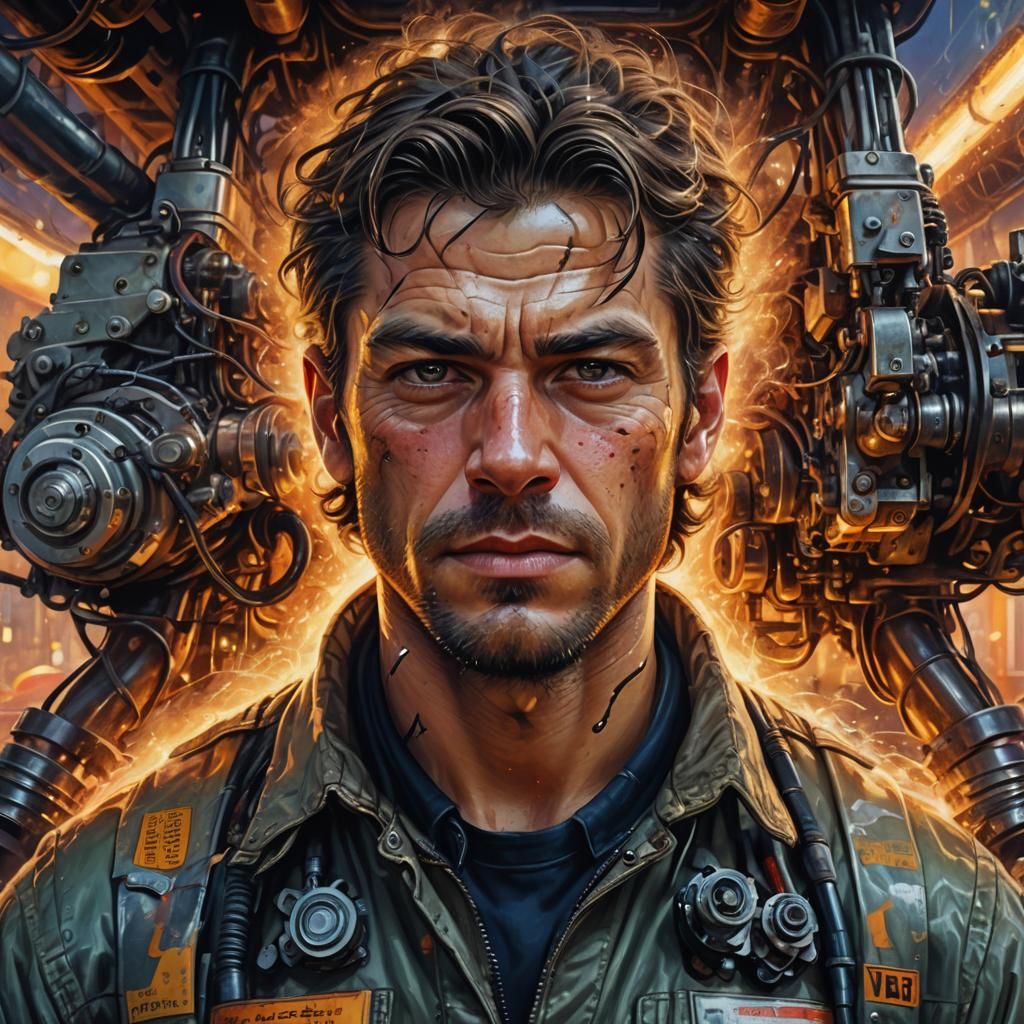Sci-Fi Mechanic Portrait in Hyper-Realistic Style