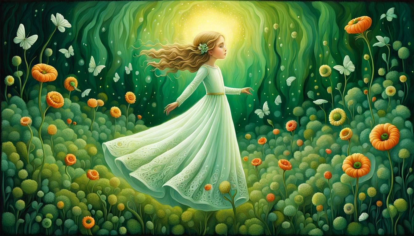 Magical Girl's Enchanted Forest: A Whimsical Painting