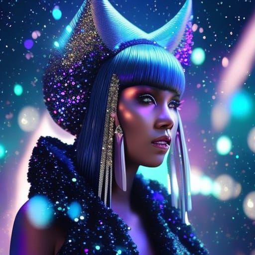 Glitter Maiden Portrait in Glitterpunk Aesthetic