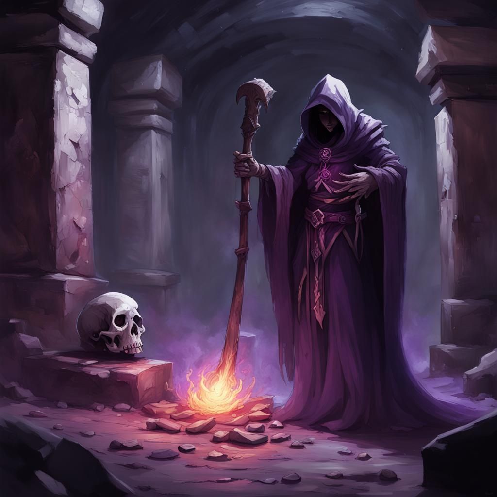 Necromancer Reaper Casting Magic in Catacomb