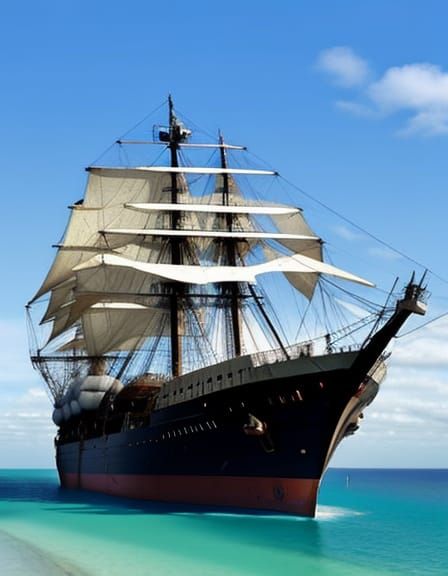 A Sailing Ship in a Futuristic Digital Art Style