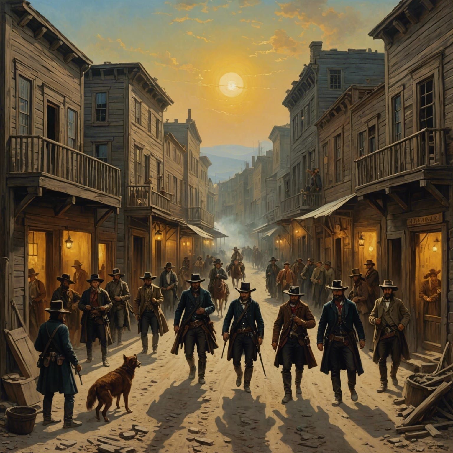 Wild West Shootout Painting in Romanticism Style