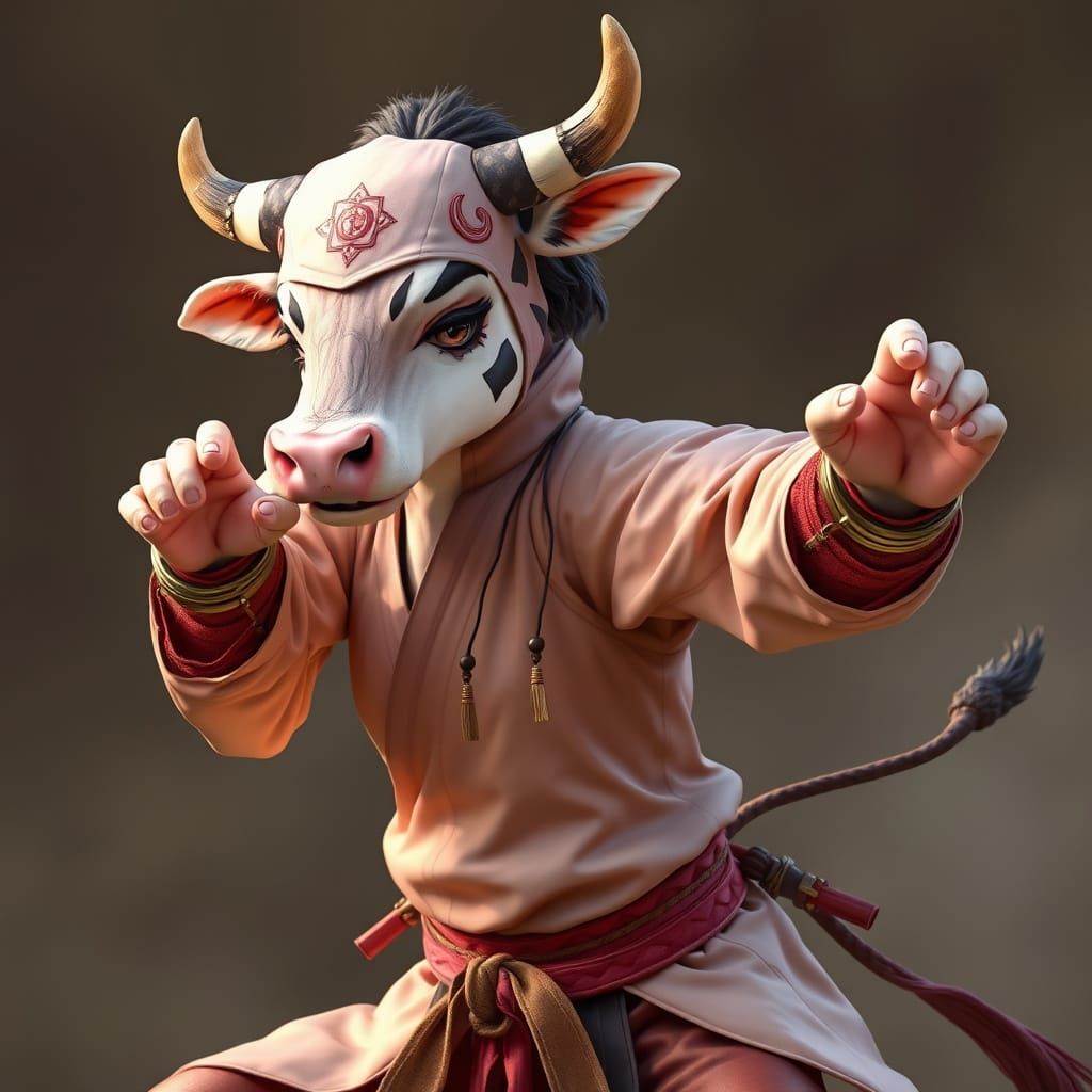 Cow-Woman in Kung Fu Outfit