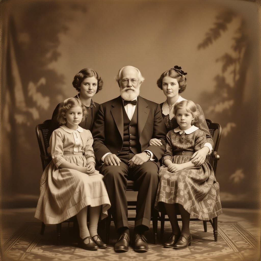Vintage Family Portrait in Sepia Tone
