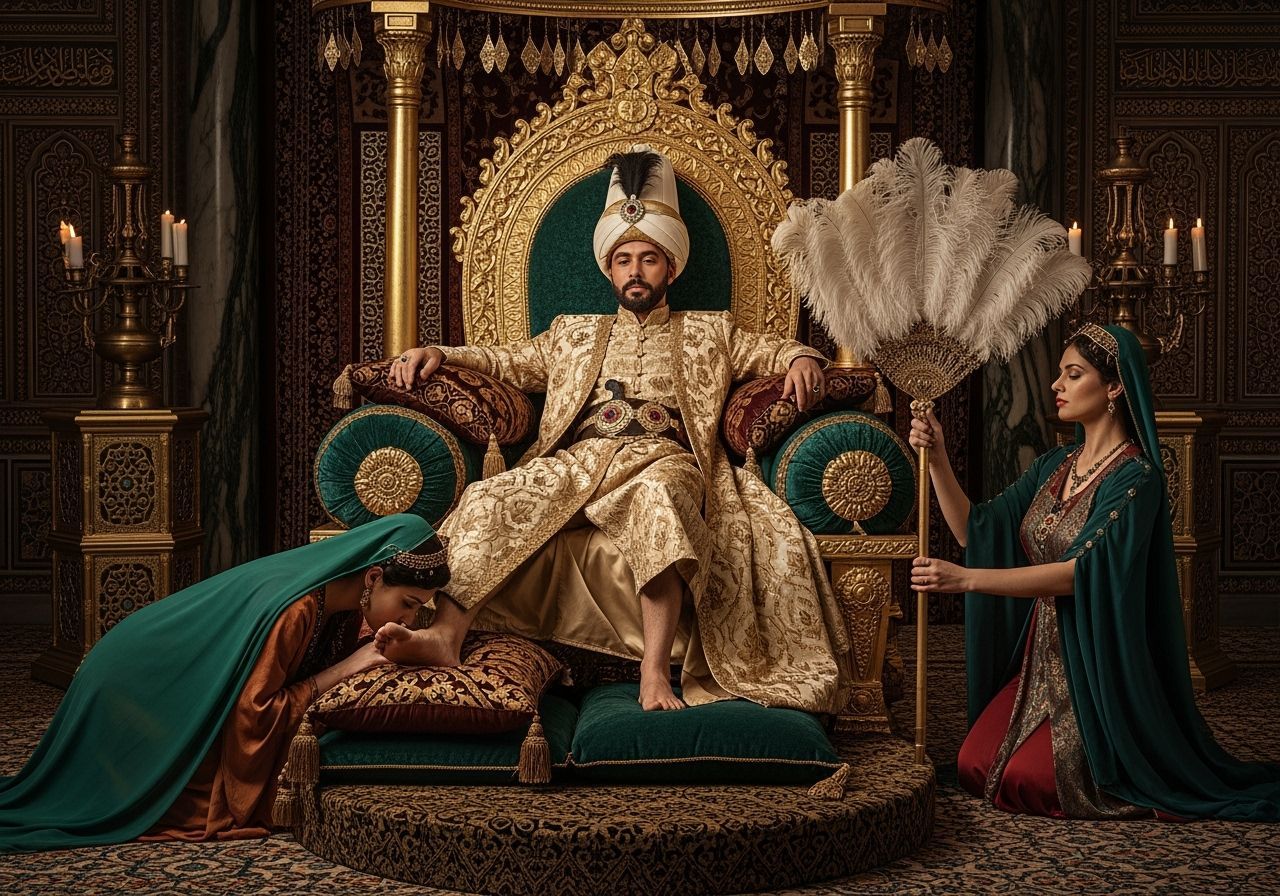 Ottoman Sultan on His Lavish Throne
