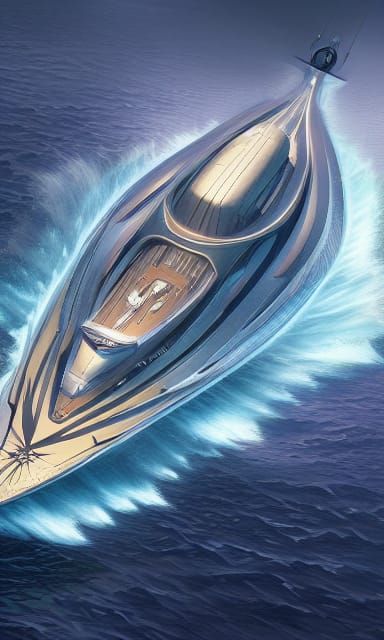 Elven Luxury Yacht in Composite Art Style