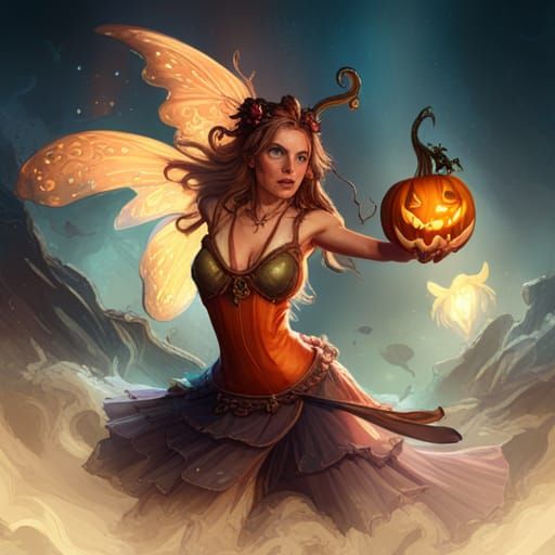 Pumpkin Fairy: Dark Fantasy Concept Art in 8K