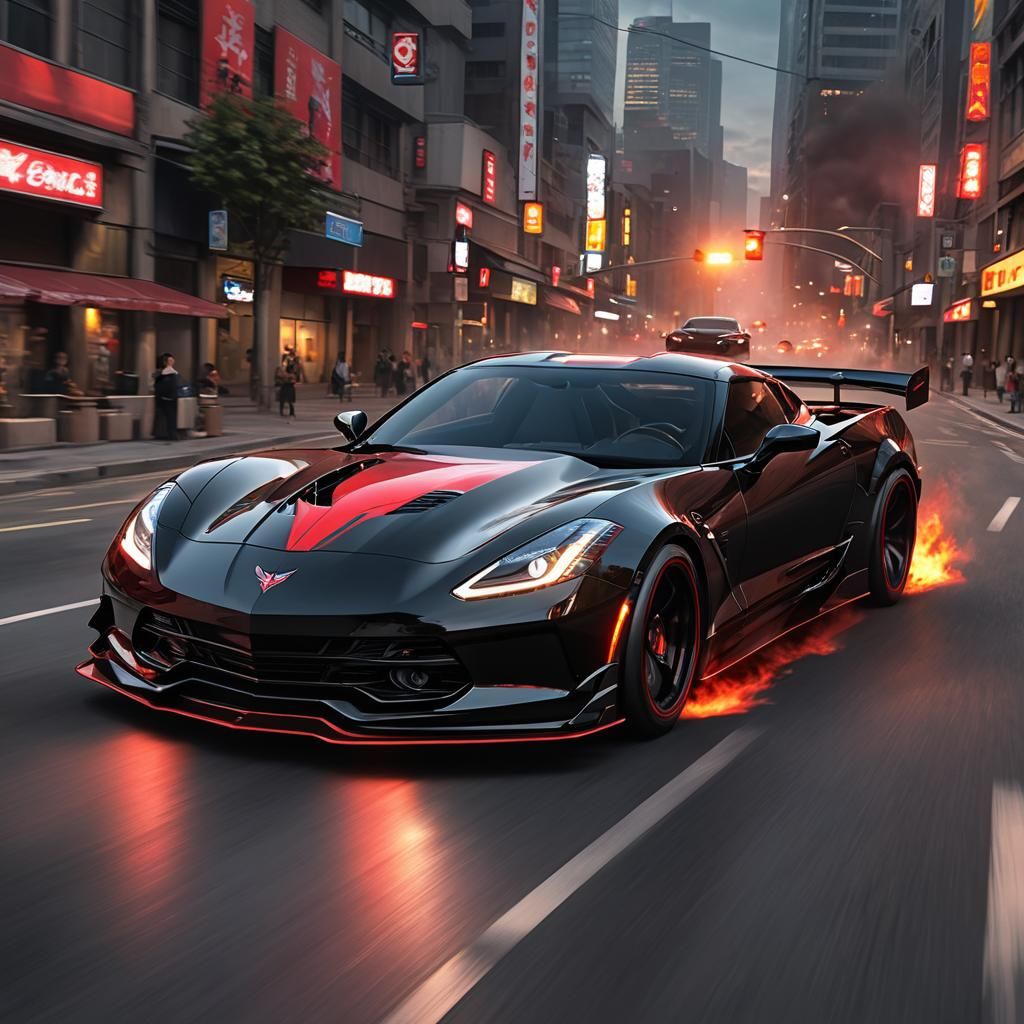 Corvette Reaper: Anime-Style Speed Demon in 8K