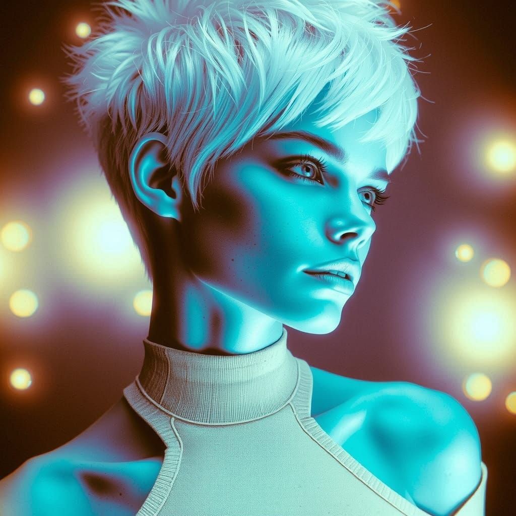 1970s Fashion Model Portrait in Negative Colors