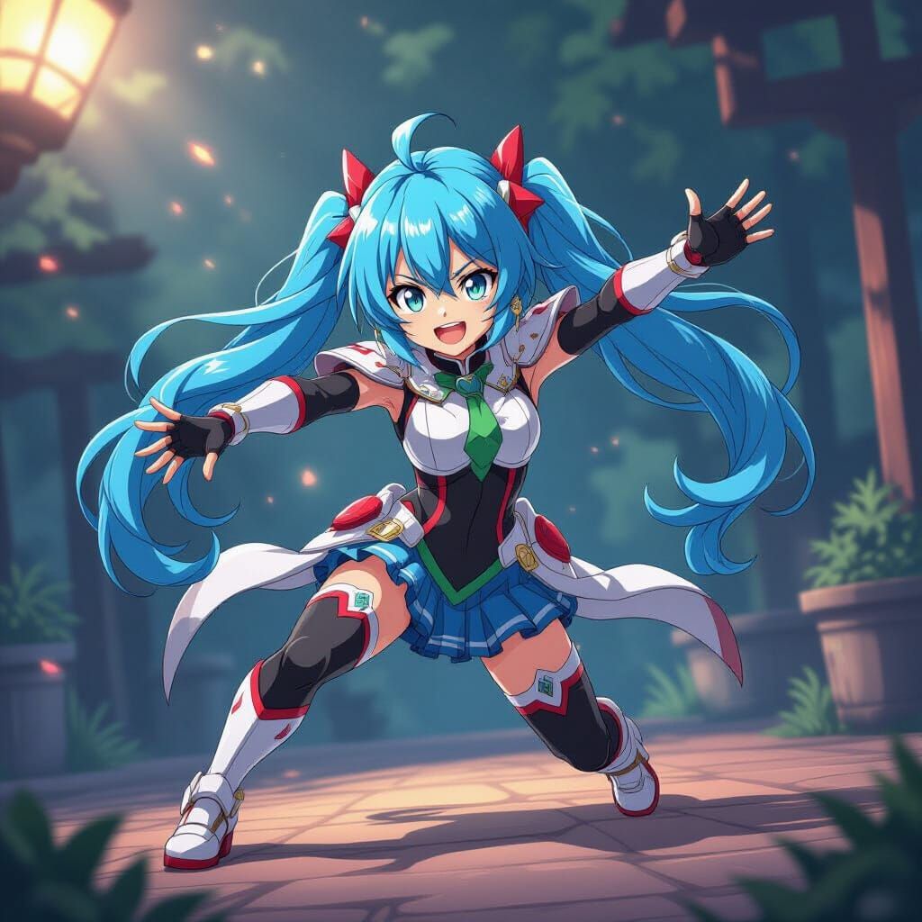 Dynamic Anime Character in Studio Trigger Style