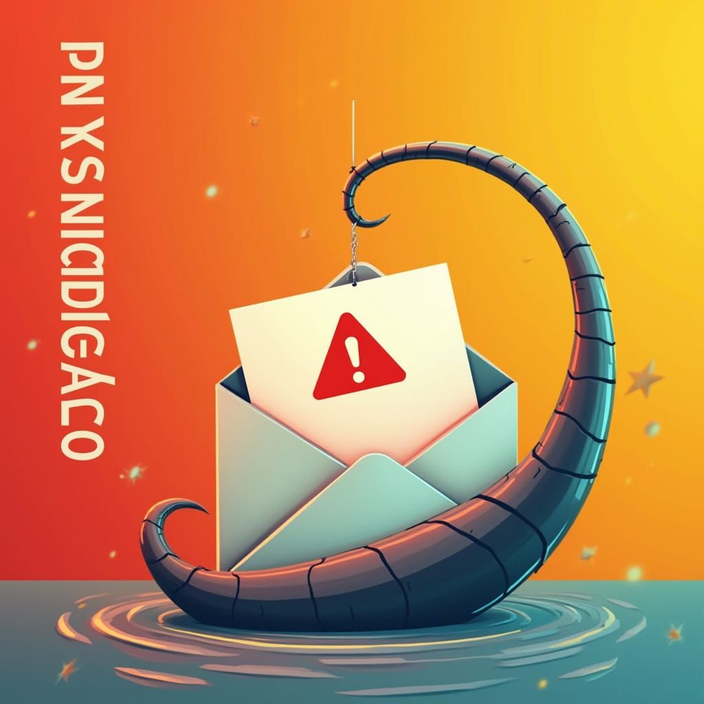 Digital Hook Catches Phishing Email: Modern Illustration