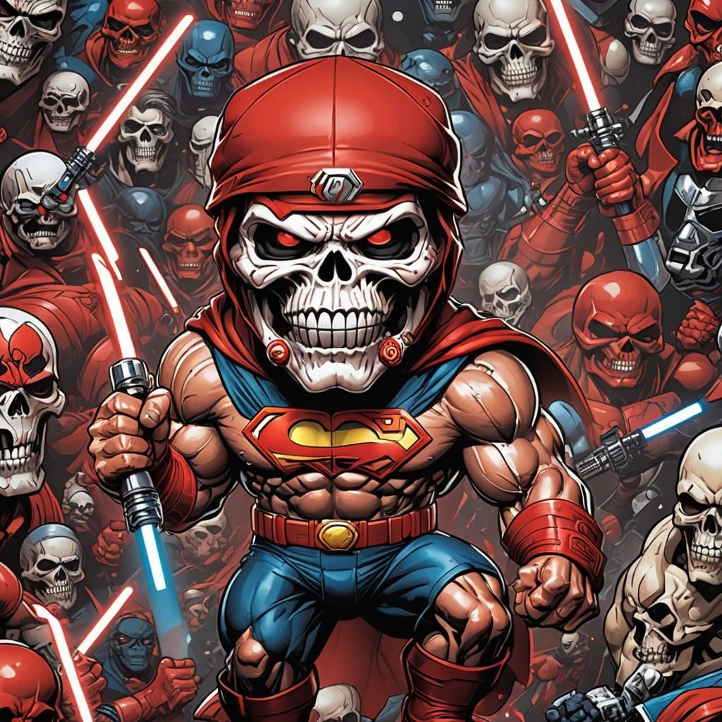 Muscular Skull Jedi Warrior in Funko Pop Comic Style