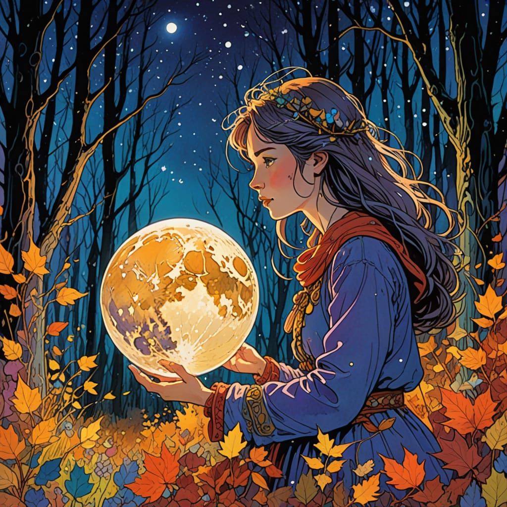 Fairies in Moonlit Forests, Autumn Winds, Comic Style