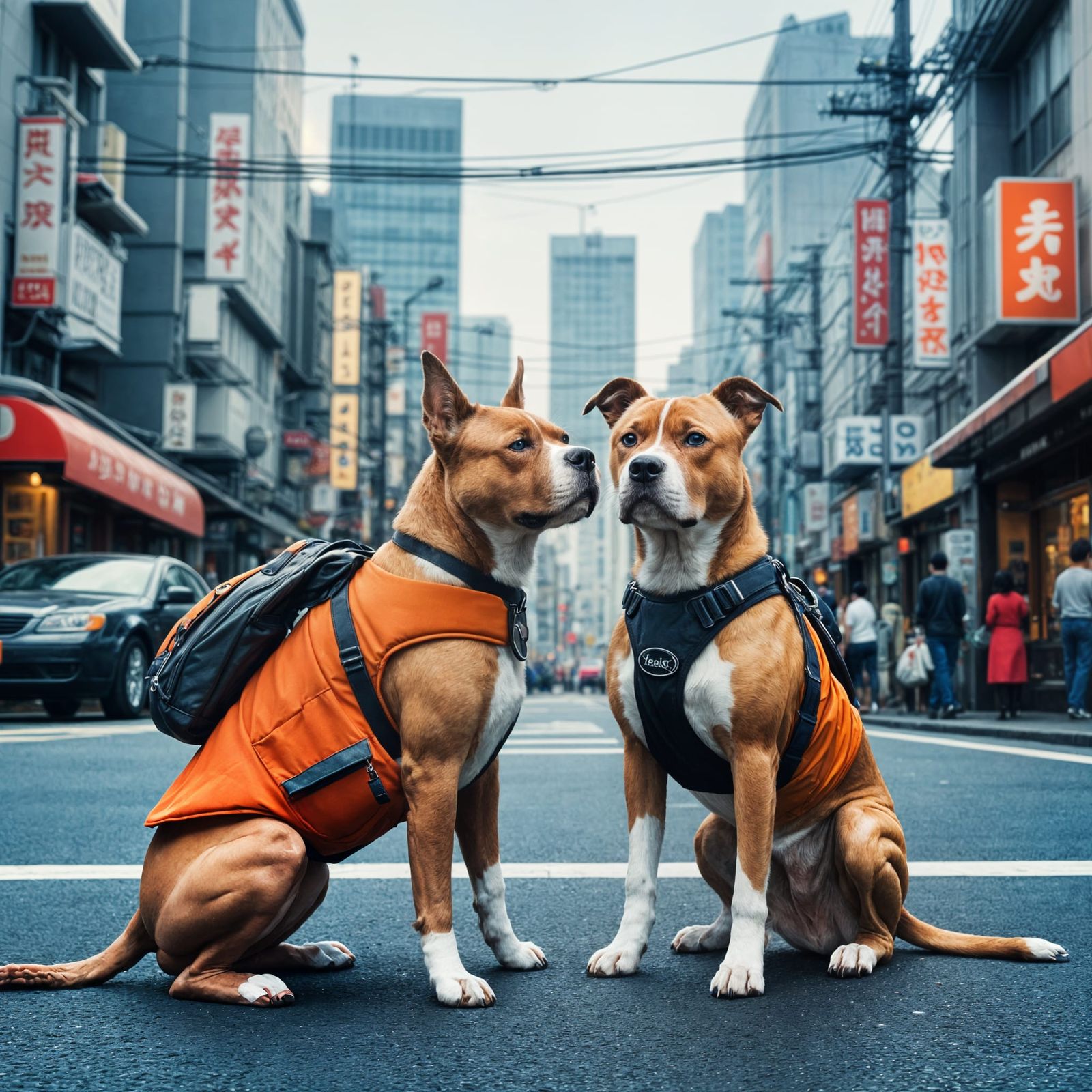 Dogs in Tokyo Explore City Streets