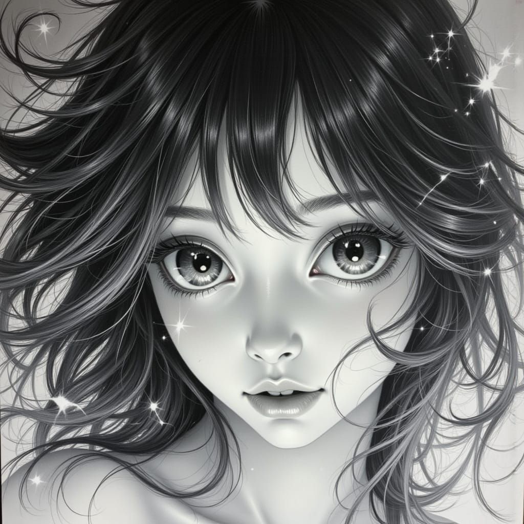 Anime Girl Portrait with Magical Energy